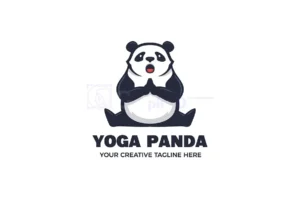 yoga-sport-panda-cartoon-mascot-logo-template