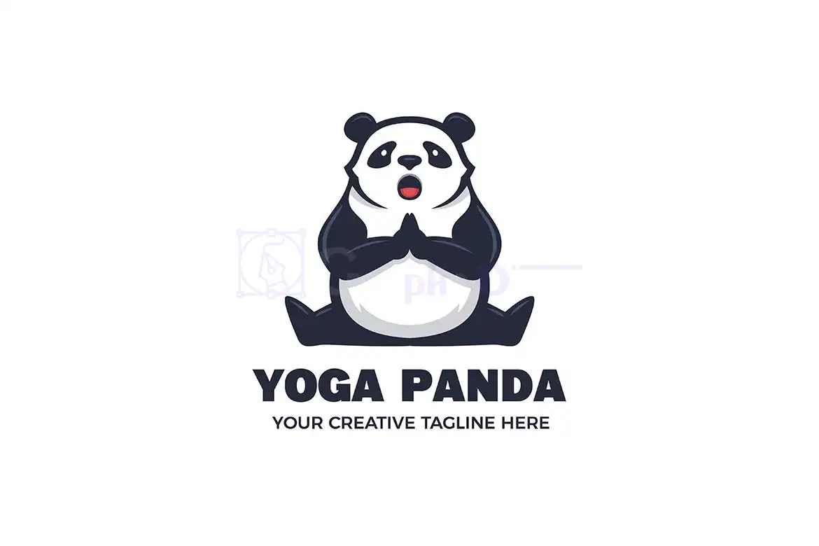 yoga-sport-panda-cartoon-mascot-logo-template